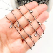 Created White Opal + CZ Pear Shape Dangle Chain